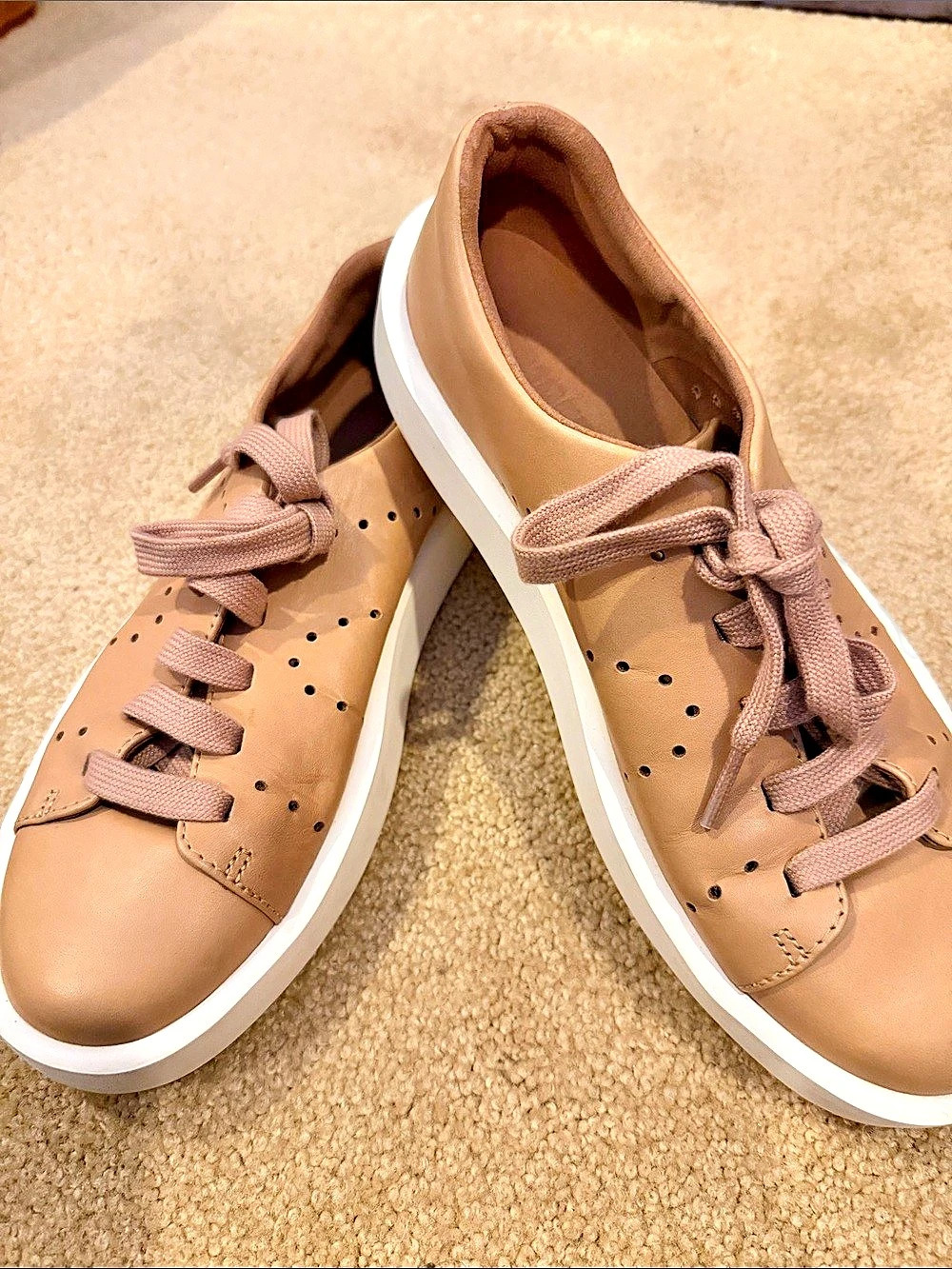 Camper Runner Up Leather Platform Sneaker Brown & White Sneakers size 40 or 9.5